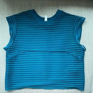 Turquoise transparent cropped blouse